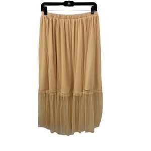 Zara Tulle Midi Skirt. Peach. Medium